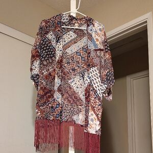 BONGO Multicolor Abstract Kimono